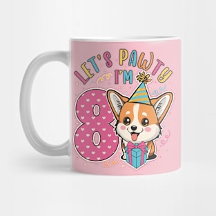 8th Birthday Cute Corgi Let´s Pawty Girls Mug